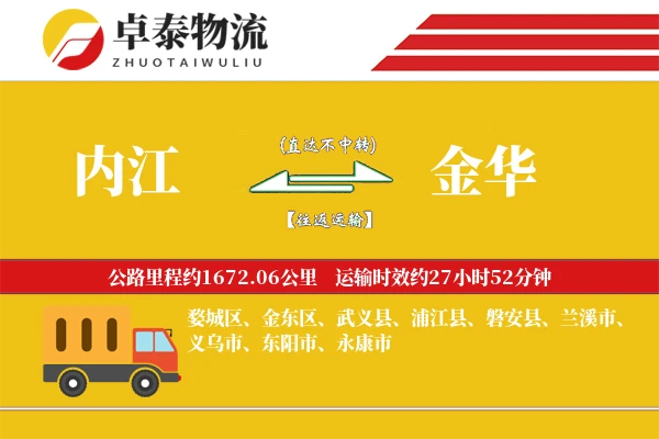 内江到金华物流专线