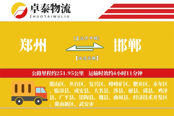 郑州到邯郸专线_2-3天快速直达_200公里干线运输